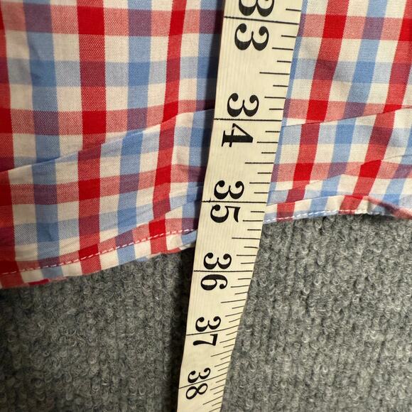 Tailorbyrd Mens Size 2XLT Gingham Button Up Shirt Red Blue Cotton Long Sleeves - Picture 7 of 9